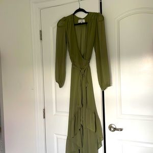 Hunter green wrap dress.